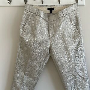 J. Crew size 4 white with silver metallic pants